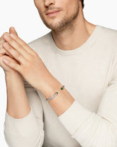 Cable Cuff Bracelet in Sterling Silver with 14K Yellow Gold and Green Onyx, 6mm